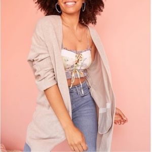 DONNI. Rib Sweater Coat with Pockets